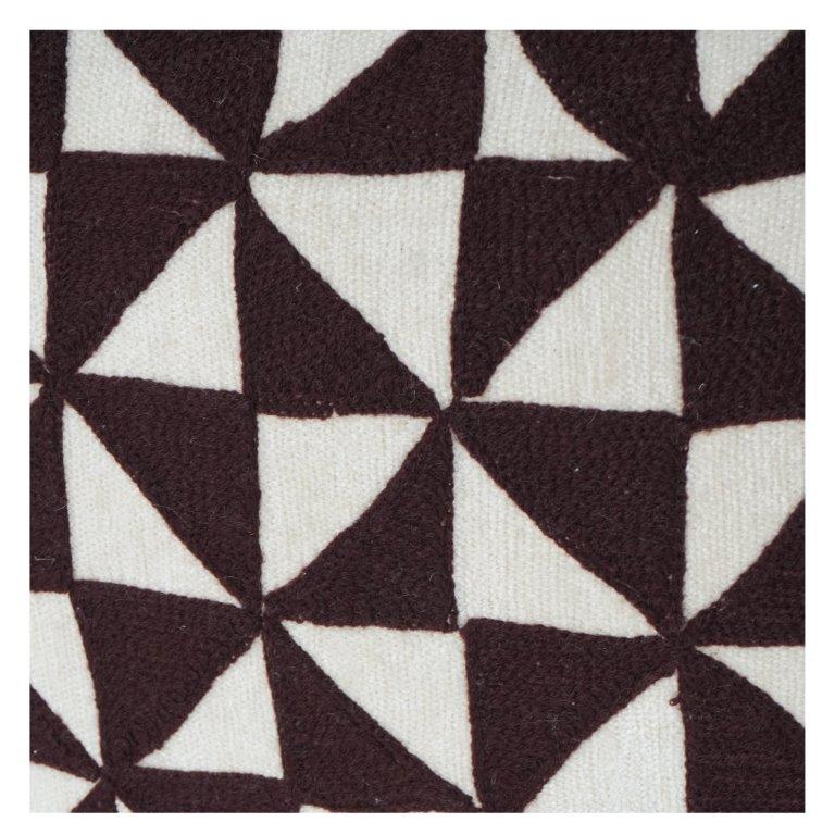 Geometric Jacquard Cotton Cushion Cover 45x45 cm | Brown & Ivory Abstract Pattern | Modern Decorative Pillow Case - Bulk manufacturer & supplier from Panipat, India