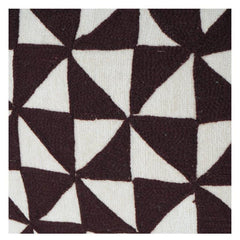 Housse de coussin en coton jacquard géométrique 45x45 cm | Motif abstrait marron et ivoire | Taie d'oreiller décorative moderne