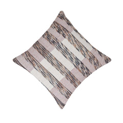 Handmade Woven Cotton Cushion Cover 45x45 cm | Textured Striped Throw Pillow Cover | Boho Farmhouse Decorative Cushion Cover | Hidden Zipper | Beige Brown