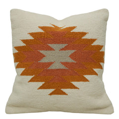Handwoven Cotton Cushion Cover 45x45 cm | Geometric Tribal Pattern | Decorative Throw Pillow Cover | Boho Living Room & Sofa Cushion | Hidden Zipper