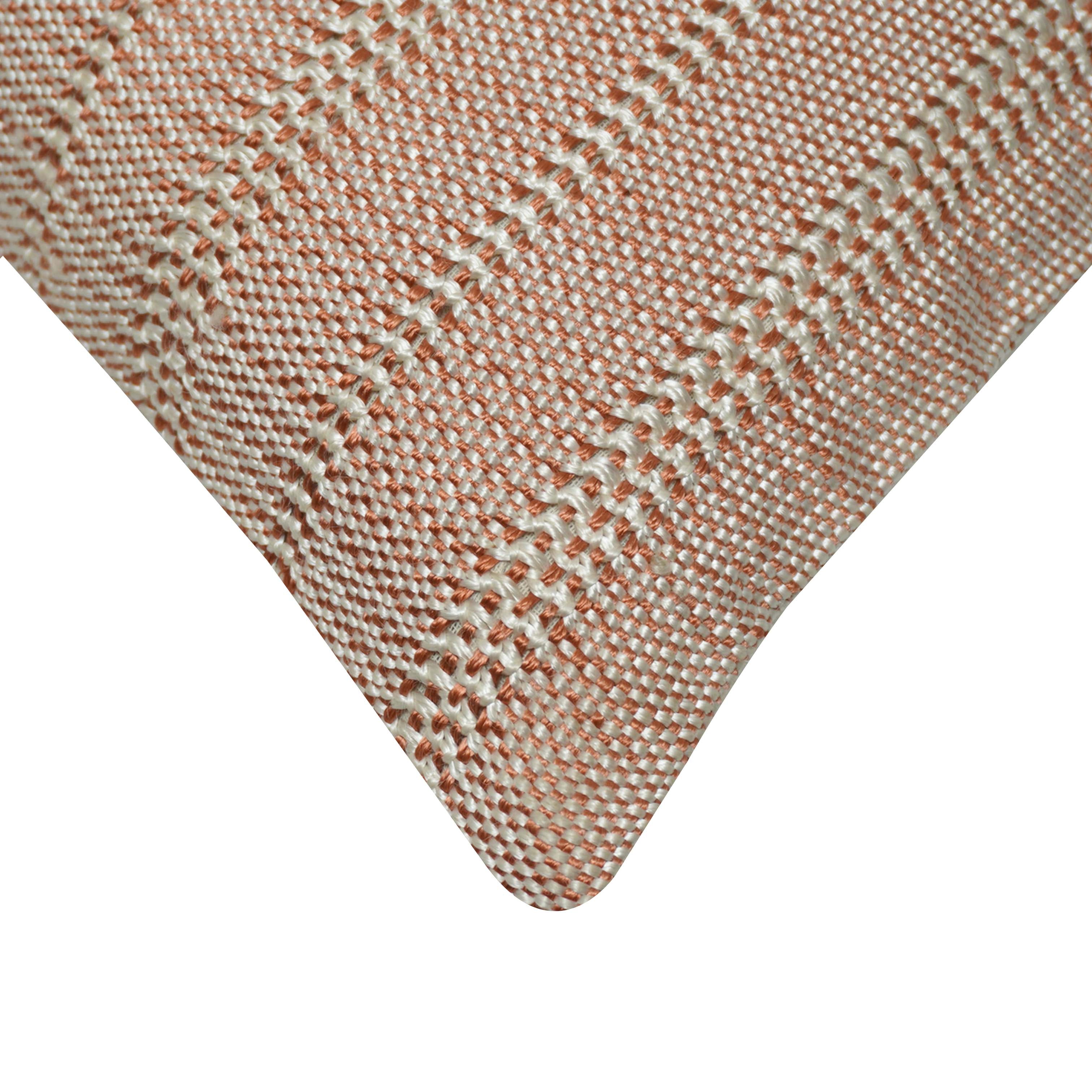 Handwoven Cotton Cushion Cover 45x45 cm | Textured Woven Striped Throw Pillow Cover | Modern Boho Decorative Cushion Cover | Hidden Zipper | 100% Cotton