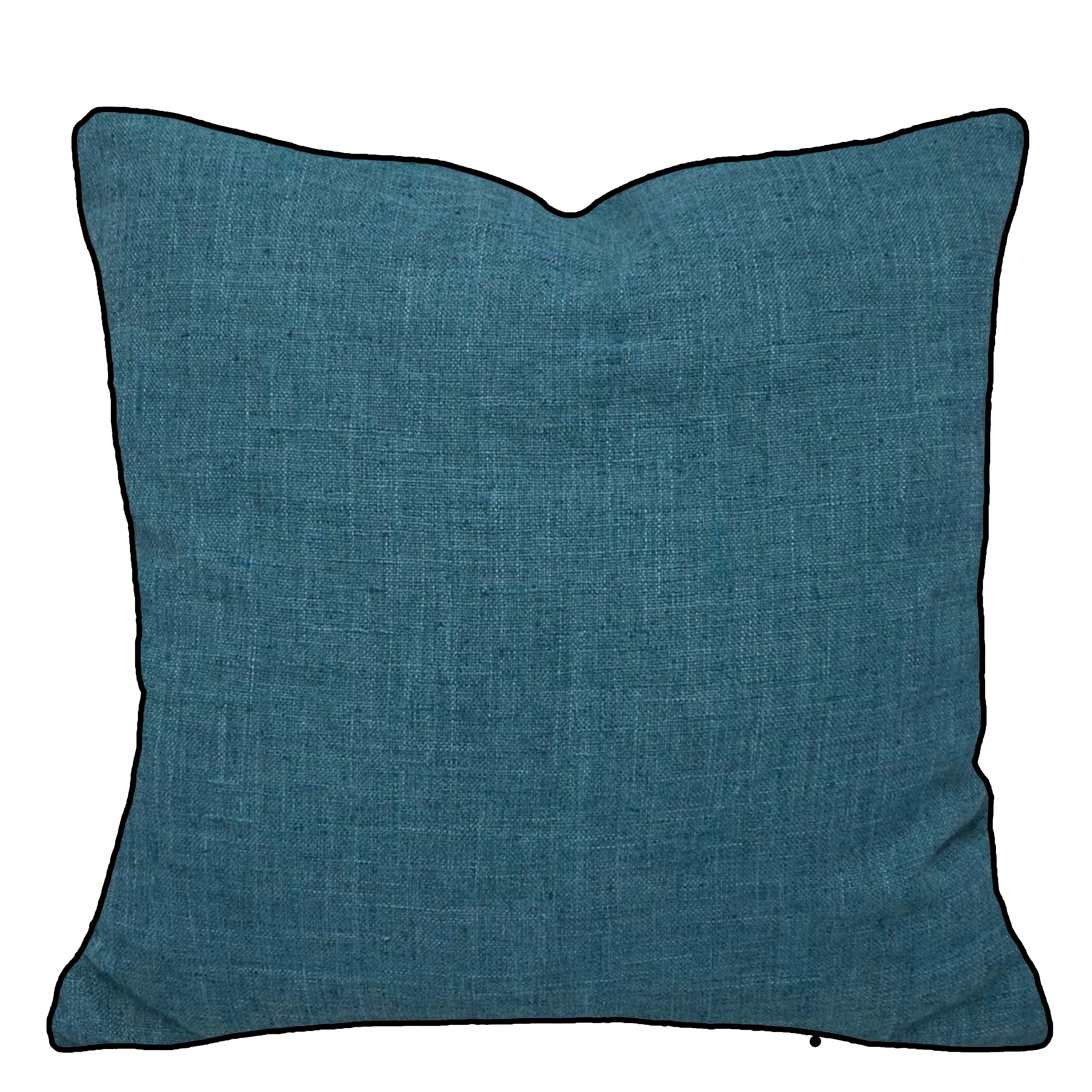 Teal Blue Slub Fabric Cushion Cover | Textured Solid Throw Pillow Cover | 45 x 45 cm