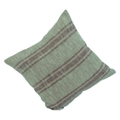 Handwoven Striped Cotton Cushion Cover – Sage Green Textured Throw Pillow Cover (18x18 Inch)