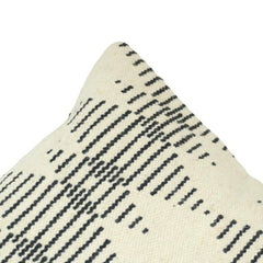 Handmade Geometric Cotton Cushion Cover 45x45 cm | Black & Ivory Woven Tribal Pattern | Artisan Decorative Pillow Cover