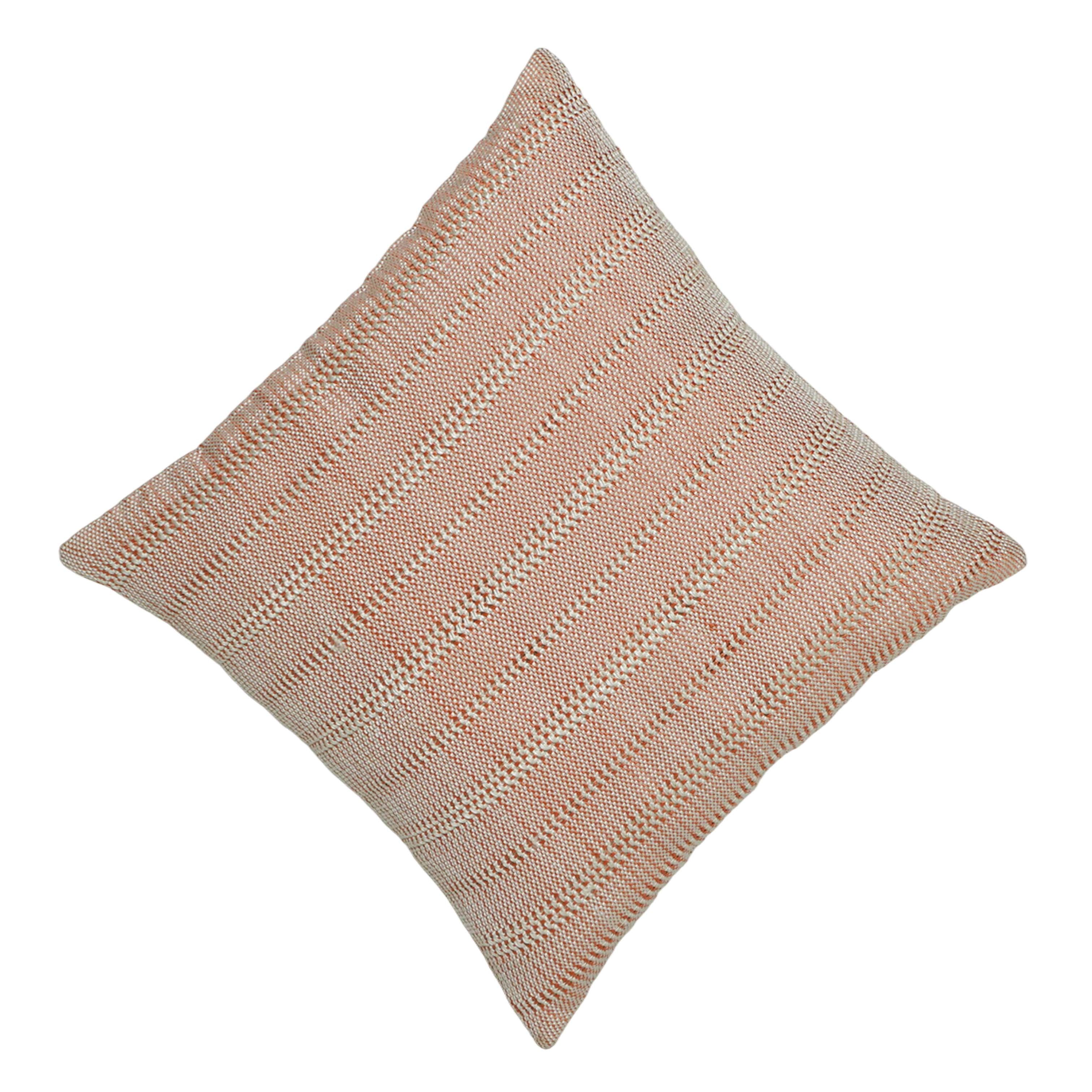 Handwoven Cotton Cushion Cover 45x45 cm | Textured Woven Striped Throw Pillow Cover | Modern Boho Decorative Cushion Cover | Hidden Zipper | 100% Cotton