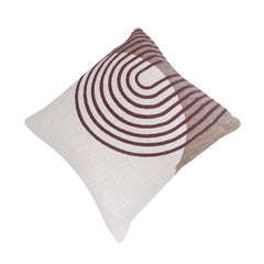 Modern Geometric Embroidered & Printed Cotton Cushion Cover 45x45 cm | Abstract Circle Pattern Decorative Throw Pillow Cover
