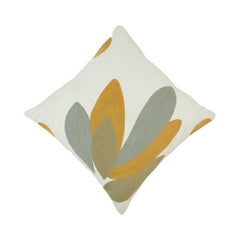 Abstract Leaf Embroidered Cotton Cushion Cover 45x45 cm | Modern Botanical Decorative Pillow Cover