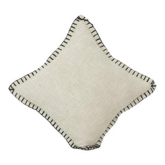45x45 cm Handcrafted Cotton Cushion Cover with Black Whipstitch Border | Minimalist Neutral Throw Pillow Cover