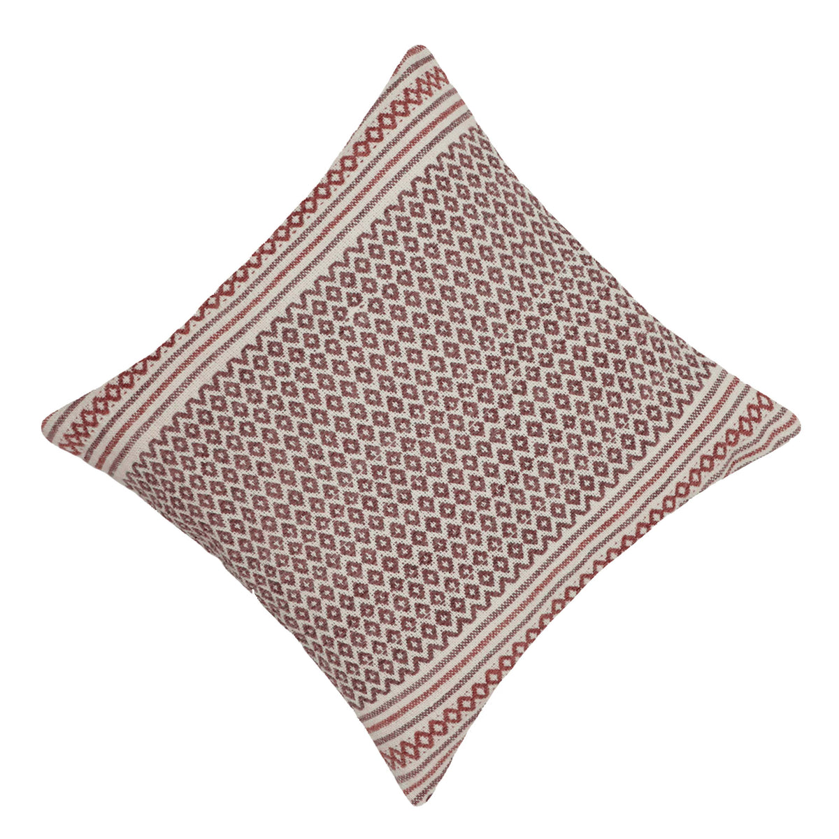 Handwoven Cotton Cushion Cover 45x45 cm | Geometric Woven Pattern | Natural & Taupe | Decorative Throw Pillow Cover | Hidden Zipper - Bulk manufacturer & supplier from Panipat, India
