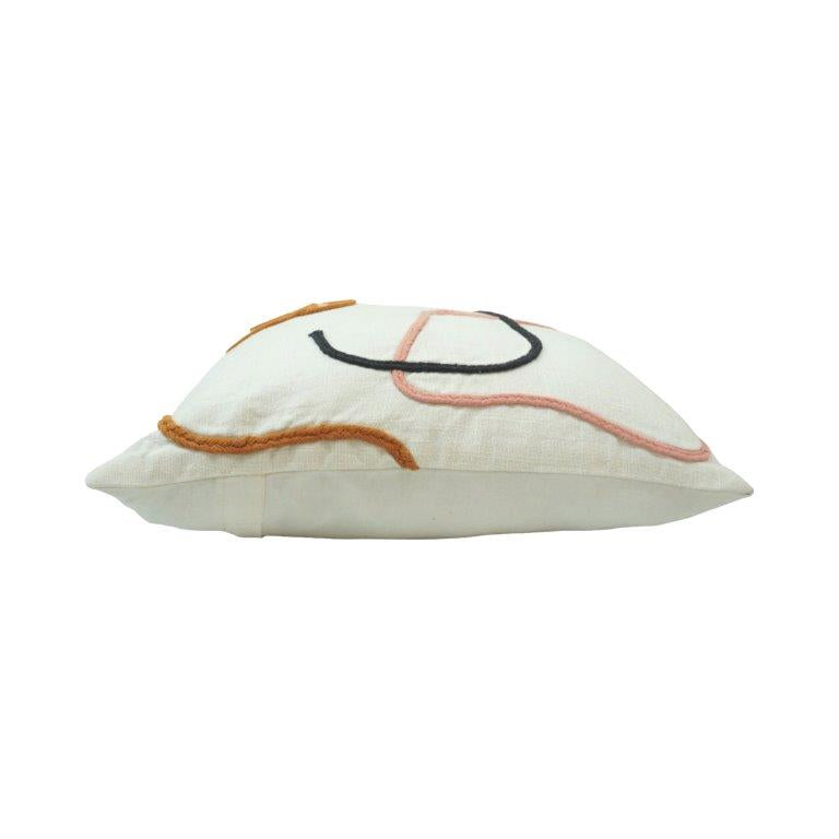 Minimalist Abstract Embroidery Cushion Cover | Decorative Cotton Cushion 45x45 cm