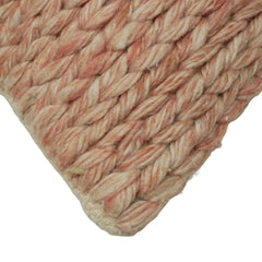 Handwoven Wool Cushion Cover 45x45 cm | Chunky Knit Textured Throw Pillow Cover | Soft Decorative Cushion Cover for Sofa, Bed & Living Room | Blush Pink