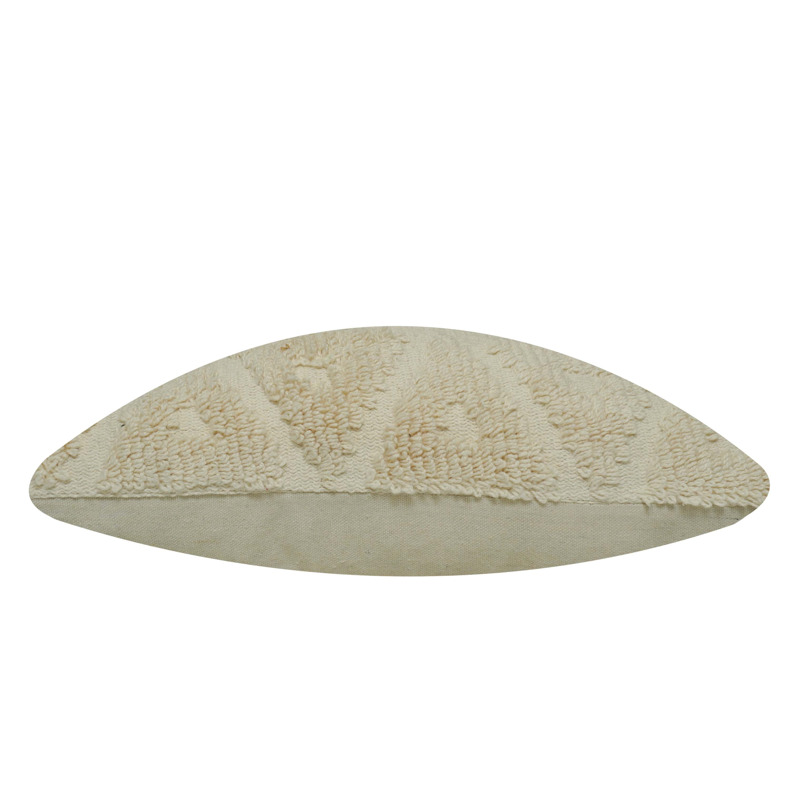 Hand Tufted Loop Cotton Cushion Cover 45x45 cm | Textured Geometric Boho Throw Pillow Cover | Ivory Decorative Cushion Cover | Concealed Zip | 18x18 Inch