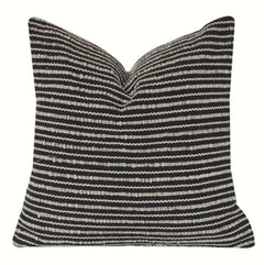 Handwoven Black & White Striped Cotton Cushion Cover | Textured Modern Accent Pillow