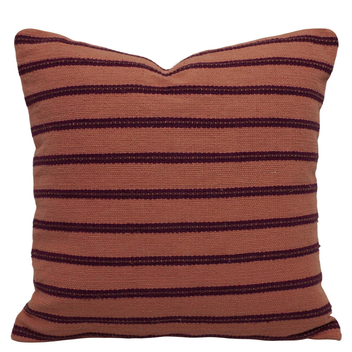 Rust Brown & Deep Brown Stripe Handwoven Cushion Cover 45x45 cm