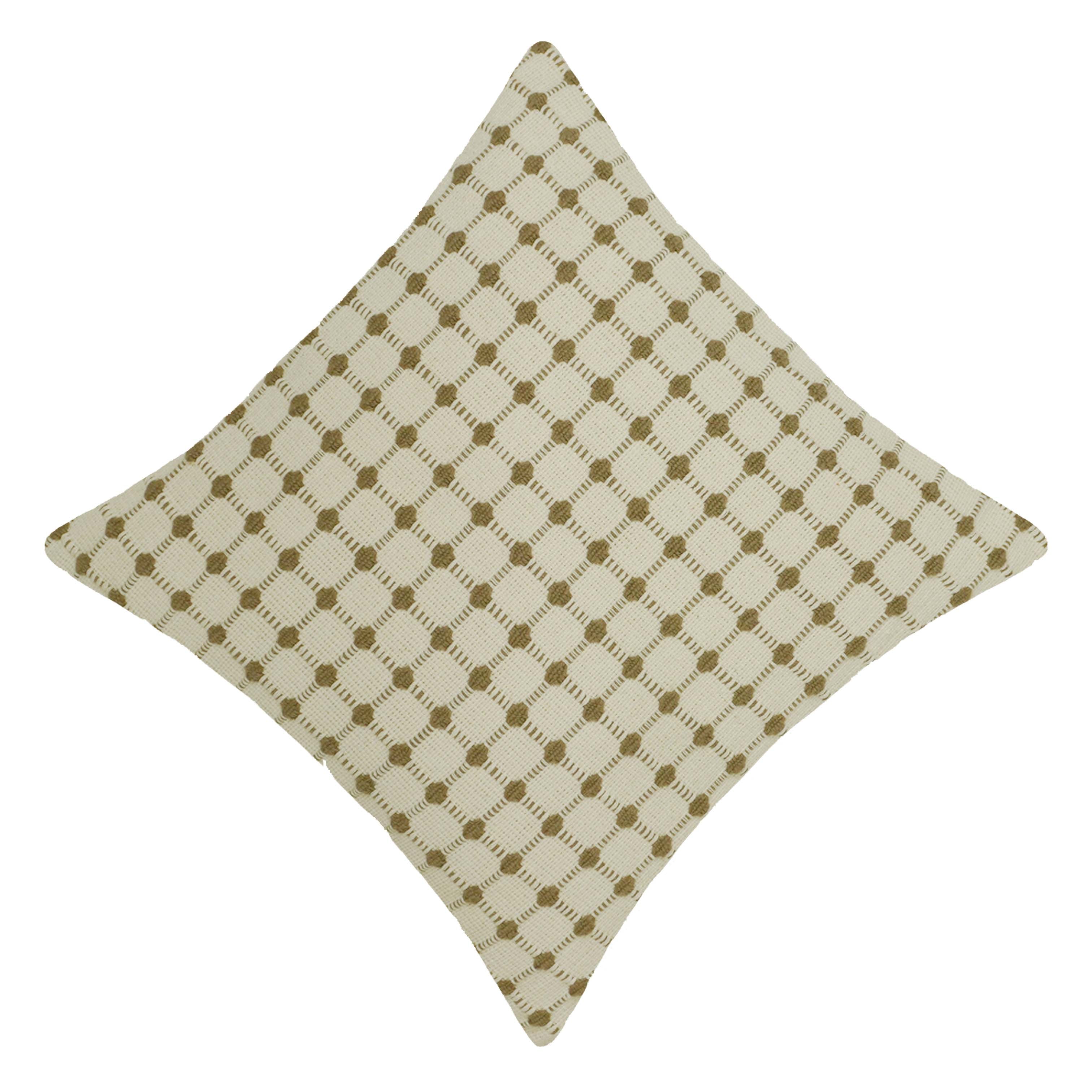 Handwoven Cotton Checkered Cushion Cover 45x45 cm | Textured Woven Decorative Throw Pillow Cover | Ivory & Natural | Hidden Zipper