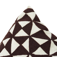 Housse de coussin en coton jacquard géométrique 45x45 cm | Motif abstrait marron et ivoire | Taie d'oreiller décorative moderne