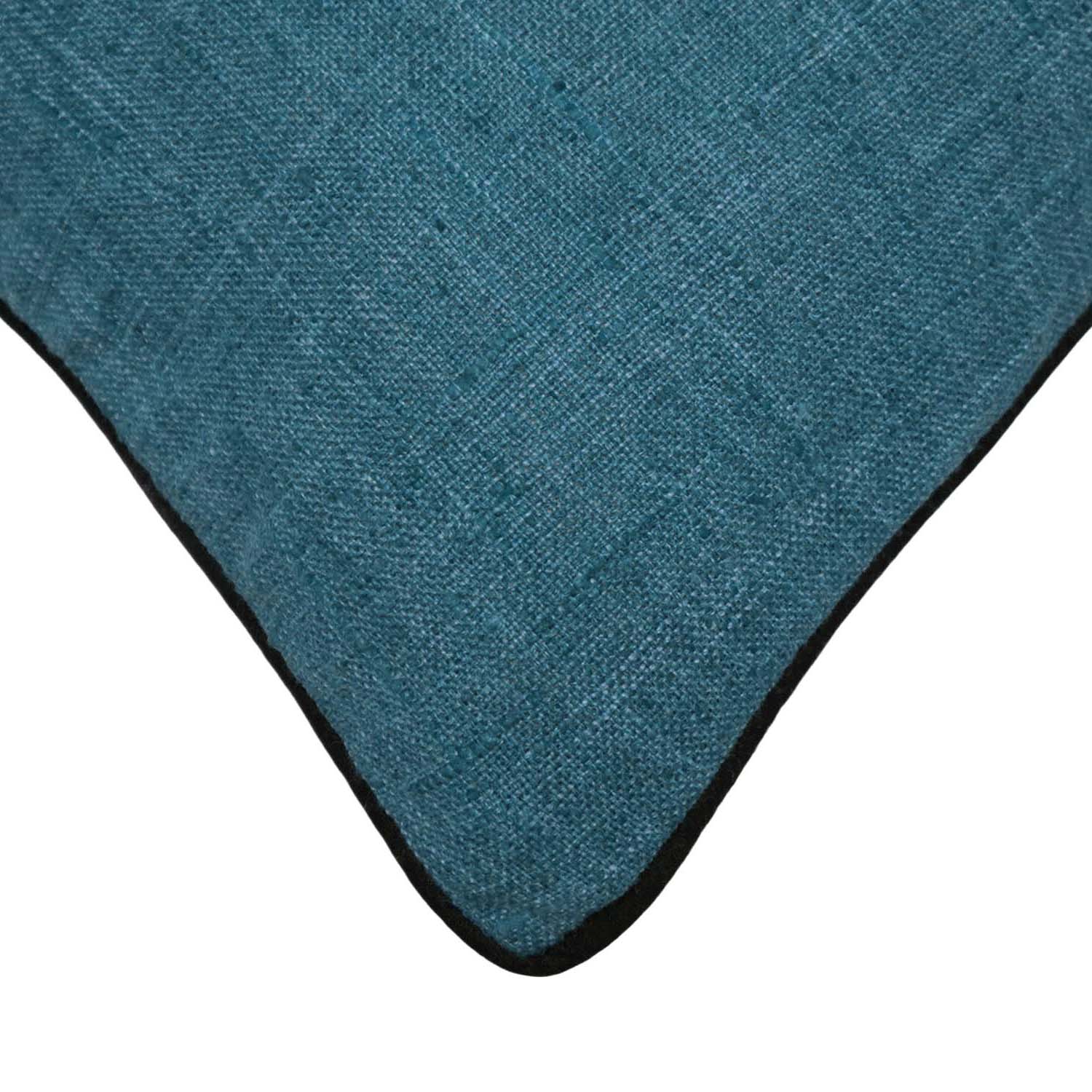 Teal Blue Slub Fabric Cushion Cover | Textured Solid Throw Pillow Cover | 45 x 45 cm