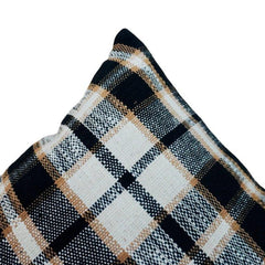 Handmade Plaid Cotton Cushion Cover 45x45 cm | Woven Checkered Decorative Pillow Cover | Modern Farmhouse Throw Cushion