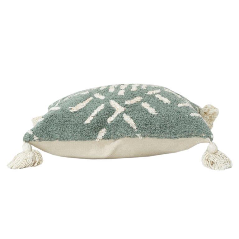 Tufted Cotton Cushion Cover 45x45 cm – Textured Abstract Pattern with Tassels | Soft Decorative Throw Pillow Case