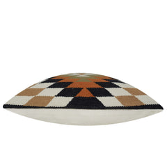 Handwoven Geometric Diamond Pattern Cotton Cushion Cover – Rust, Black, Olive & Ivory – 45 x 45 cm