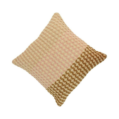 Beige blush pink handwoven textured cotton cushion cover 45x45 cm