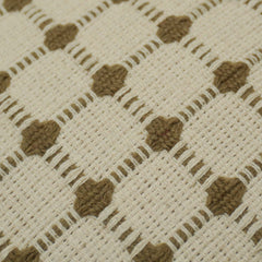Handwoven Cotton Checkered Cushion Cover 45x45 cm | Textured Woven Decorative Throw Pillow Cover | Ivory & Natural | Hidden Zipper
