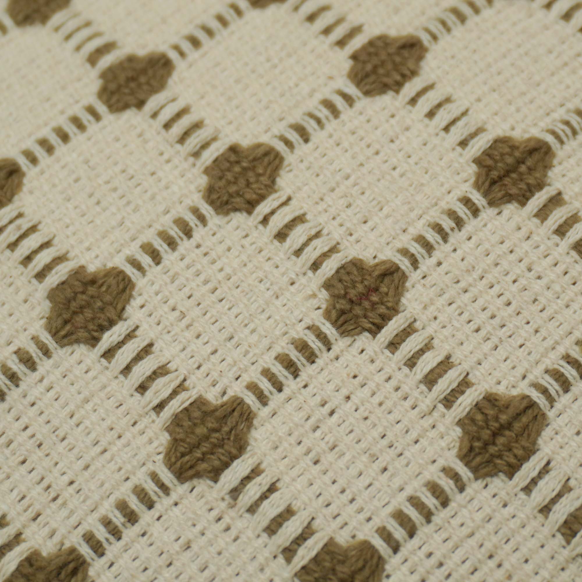 Handwoven Cotton Checkered Cushion Cover 45x45 cm | Textured Woven Decorative Throw Pillow Cover | Ivory & Natural | Hidden Zipper