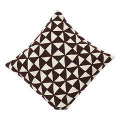 Housse de coussin en coton jacquard géométrique 45x45 cm | Motif abstrait marron et ivoire | Taie d'oreiller décorative moderne