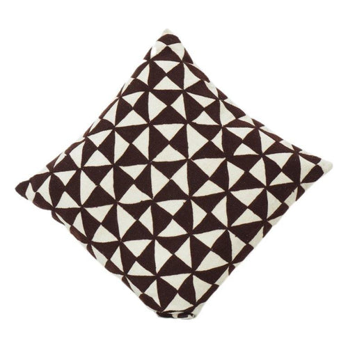 Geometrischer Jacquard Baumwoll-Kissenbezug 45x45 cm | Braun & Elfenbein Abstraktes Muster | Moderner Dekokissenbezug