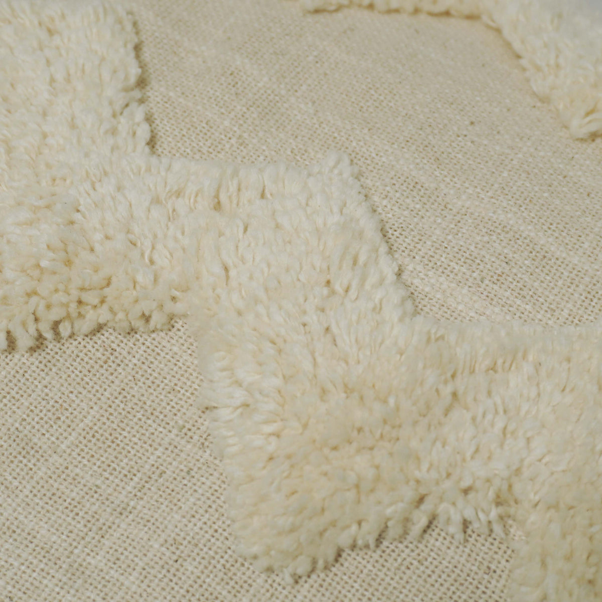 Handmade Tufted Cotton Cushion Cover with Tassels – Ivory Boho Geometric Design | Decorative Lumbar Pillow Cover | 35 x 50 cm