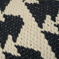 Handwoven Cotton Cushion Cover 45x45 cm | Black & Ivory Geometric Woven Throw Pillow Cover | Boho Farmhouse Decorative Cushion Cover | Hidden Zip