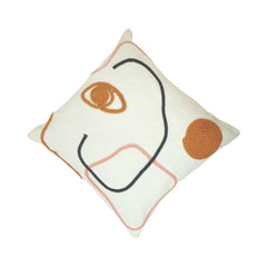 Minimalist Abstract Embroidery Cushion Cover | Decorative Cotton Cushion 45x45 cm