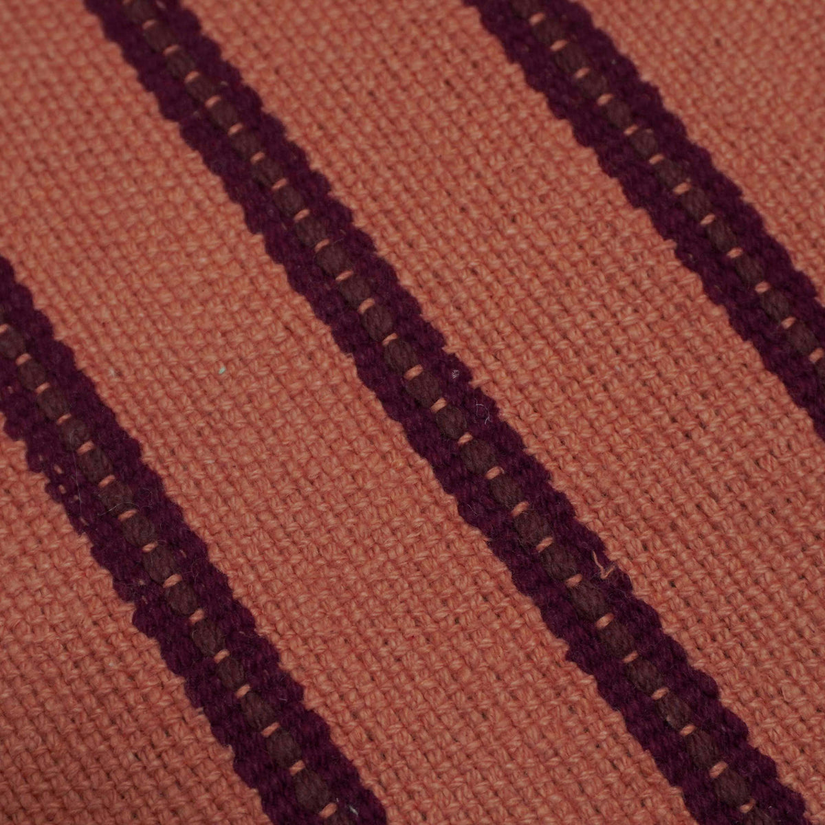 Rust brown and deep brown striped handwoven cushion cover 45x45 cm