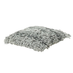 Handwoven Textured Wool Cushion Cover | Shaggy Loop Design | Soft Neutral Grey Throw Pillow | 18x18 Inch