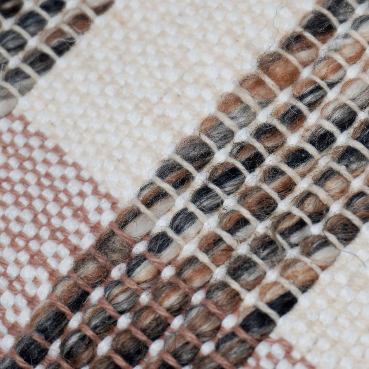 Handmade Woven Cotton Cushion Cover 45x45 cm | Textured Striped Throw Pillow Cover | Boho Farmhouse Decorative Cushion Cover | Hidden Zipper | Beige Brown - Bulk manufacturer & supplier from Panipat, India