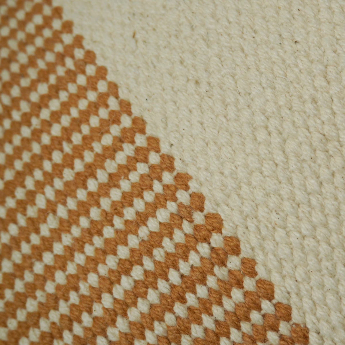 Handwoven Cotton Cushion Cover – Rust & Ivory Textured Weave | 45 x 45 cm