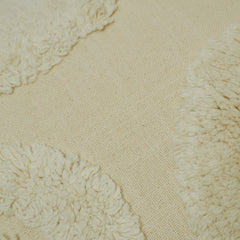 Hand-Tufted Cream Cotton Cushion Cover with Abstract Pattern & Tassels – 45 x 45 cm