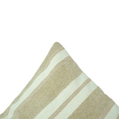 Handmade Beige Striped Cotton Cushion Cover | Woven Neutral Throw Pillow Cover | 45x45 cm