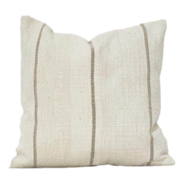 Minimalist Striped Cotton Cushion Cover 45x45 cm | Neutral Woven Throw Pillow Cover | Modern Rustic Home Décor