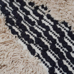 Handwoven Tufted Cotton Cushion Cover 45x45 cm | Black & Natural Textured Boho Throw Pillow Cover | Concealed Zip | Modern Decorative Cushion Cover