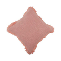 Blush Pink Fringed Cotton Cushion Cover | Soft Textured Throw Pillow Cover | 45x45 cm