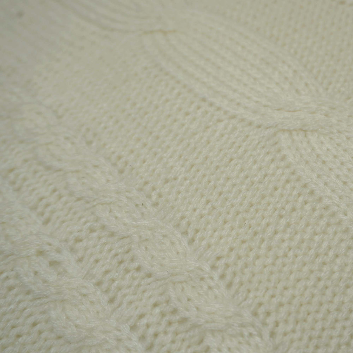 Hand Knitted Cotton Cushion Cover 45x45 cm | Cable Knit Decorative Throw Pillow Cover | Soft Textured Sofa & Bed Cushion Cover with Hidden Zipper | Ivory