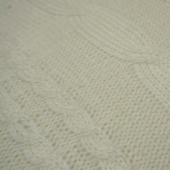 Hand Knitted Cotton Cushion Cover 45x45 cm | Cable Knit Decorative Throw Pillow Cover | Soft Textured Sofa & Bed Cushion Cover with Hidden Zipper | Ivory