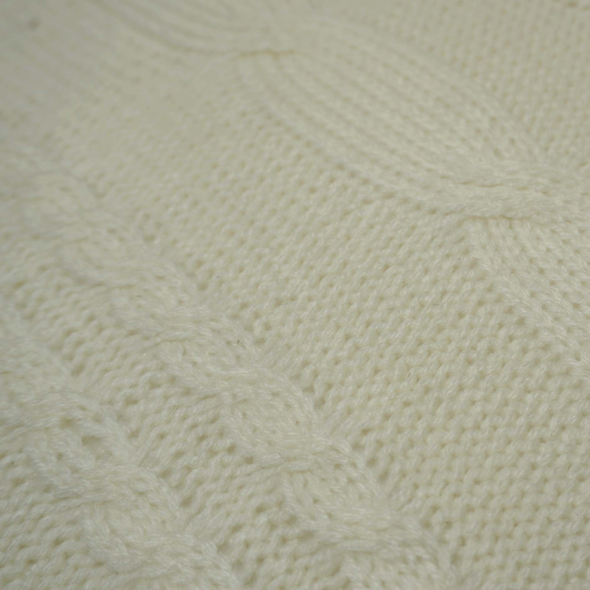 Hand Knitted Cotton Cushion Cover 45x45 cm | Cable Knit Decorative Throw Pillow Cover | Soft Textured Sofa & Bed Cushion Cover with Hidden Zipper | Ivory