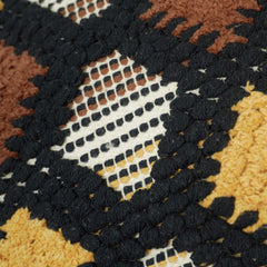 Handwoven Tufted Geometric Cushion Cover – Black, Mustard & Brown – 45 x 45 cm