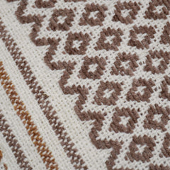 Handwoven Cotton Cushion Cover 45x45 cm | Geometric Woven Pattern | Natural & Taupe | Decorative Throw Pillow Cover | Hidden Zipper
