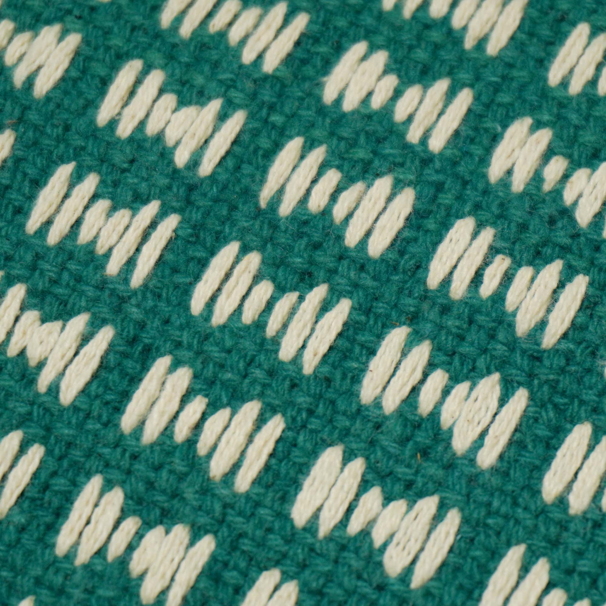 Handwoven Cotton Cushion Cover 45x45 cm | Green & Ivory Woven Geometric Pattern | Artisan Handmade Decorative Throw Pillow Cover | Concealed Zip | 100% Cotton