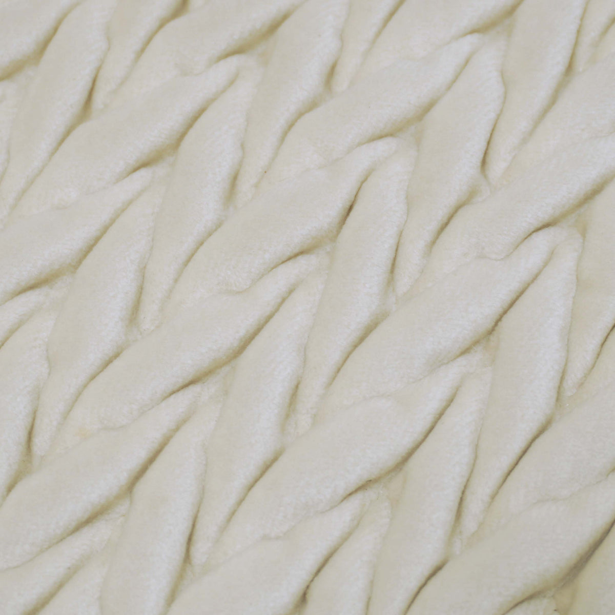 Ivory velvet textured cushion cover with raised braided pattern 45x45 cm