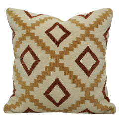 Handwoven Cotton Cushion Cover 45x45 cm | Geometric Tribal Pattern | Textured Decorative Throw Pillow Cover | Boho Living Room & Bedroom Décor