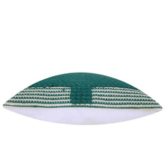 Handwoven Teal & White Textured Cotton Cushion Cover – 45 x 45 cm | Artisan Geometric Accent Pillow